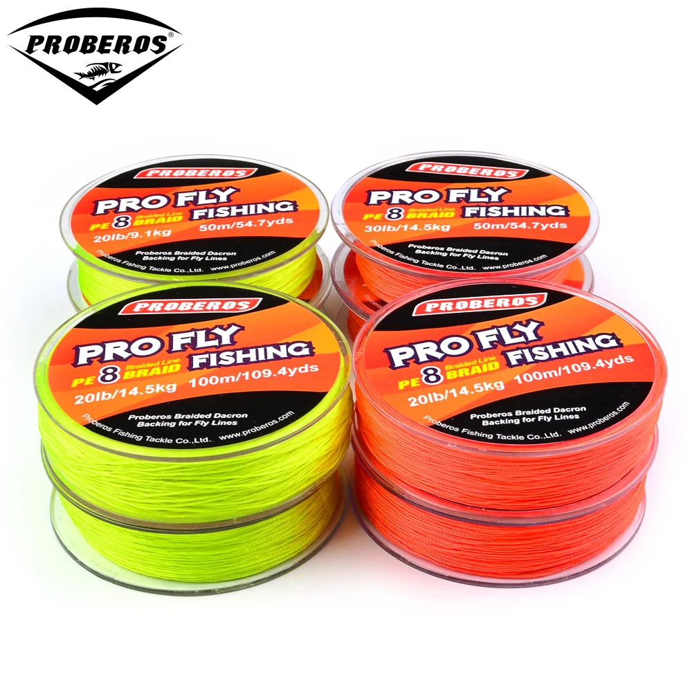 1 Piece sunlure Fly Line Yellow/Red Color 100M Backing Line 20LB