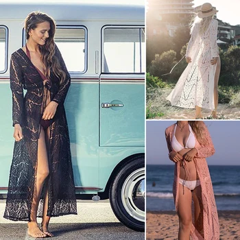 

Women Summer Lace Floral Beachwear Loose Shawl Vintage Kimono Cardigan Boho Chiffon Coat Jacket 2019 New