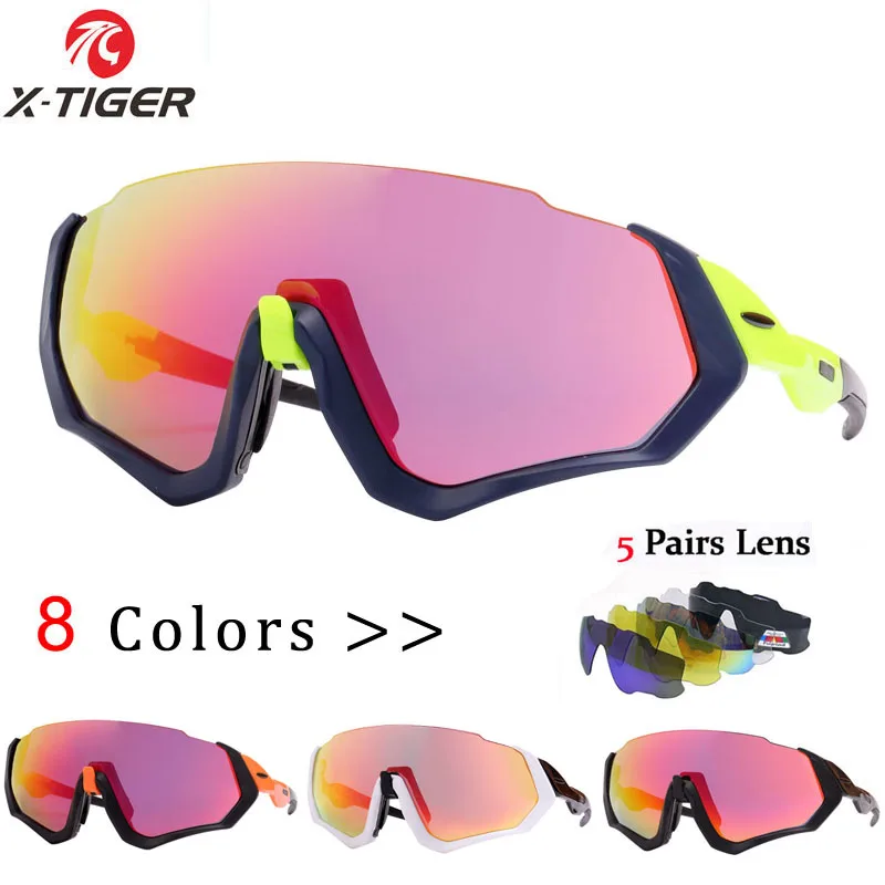 X TIGER 5 Lens Polarized Cycling Glasses Road Bike Cycling Eyewear
