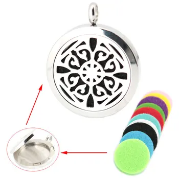 

2016 New Design 30mm Stainless Steel Essential Oils Aromatherapy Locket Perfume Diffuser Necklace With Free chain and Pads