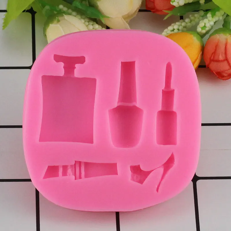 

Mujiang Cosmetics Lipstick Perfume Bottle High-heeled Shoes Silicone Molds Chocolate Candy Fondant Mold Cake Decoration Tools