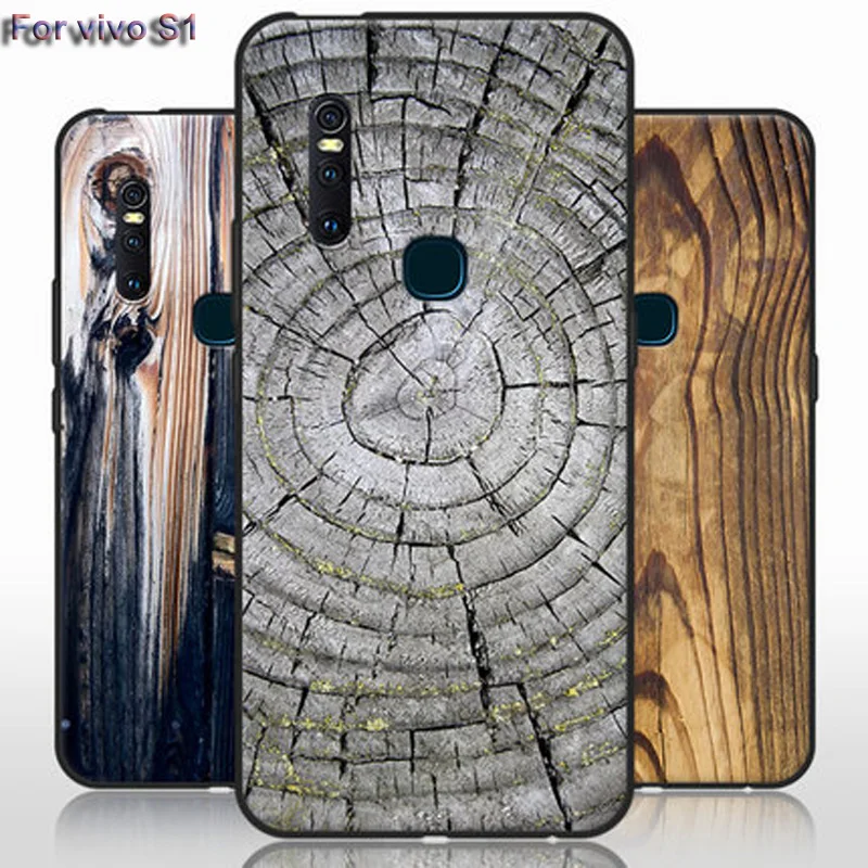 Чехол S1 с рисунком под дерево и камень для vivo V1831A Мягкая силиконовая задняя