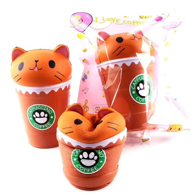 Squishy анти-стресс 14 см вырезать капучино Squishies кофейная чашка кошка душистый медленный рост Squeeze коллекция Squishies Подарочная игрушка