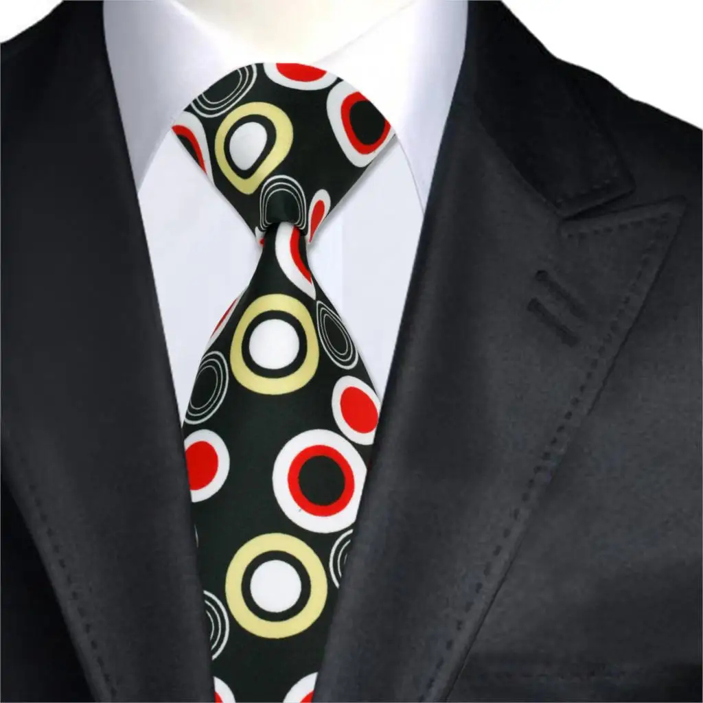 8.5cm Neckwear Mens Ties Silk Gravatas Ties with Red White Yellow Dot