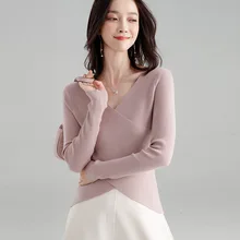 2018 Autumn new arrival sweater criss-cross slim wool blends elegant temperament bottoming sweater for women SJ1287 2018 Autumn new arrival sweater criss-cross slim wool blends elegant temperament bottoming sweater for women SJ1287