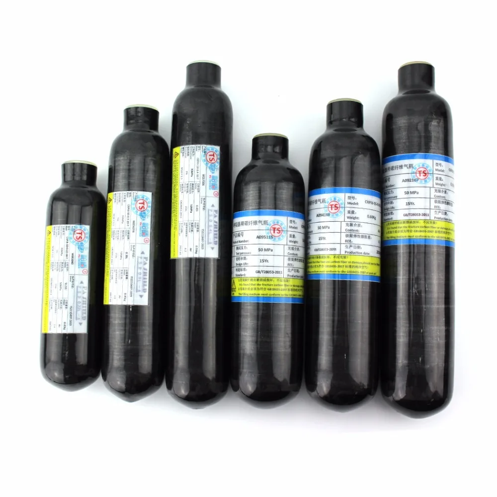 

PCP Paintball Airsoft Tank High Pressure Cylinder PURE Carbon Fiber Tank 30MPA 4500PSI M18x1.5 Thread 0.22L/0.3L/0.4L/0.5L Black