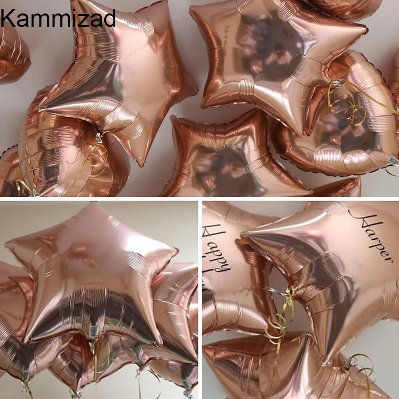 

10pcs 18inch rose gold star Globos Metallic Infatable HELIUM Foil Balloon for Party Wedding Valentine's Day Decoration LOVE gift