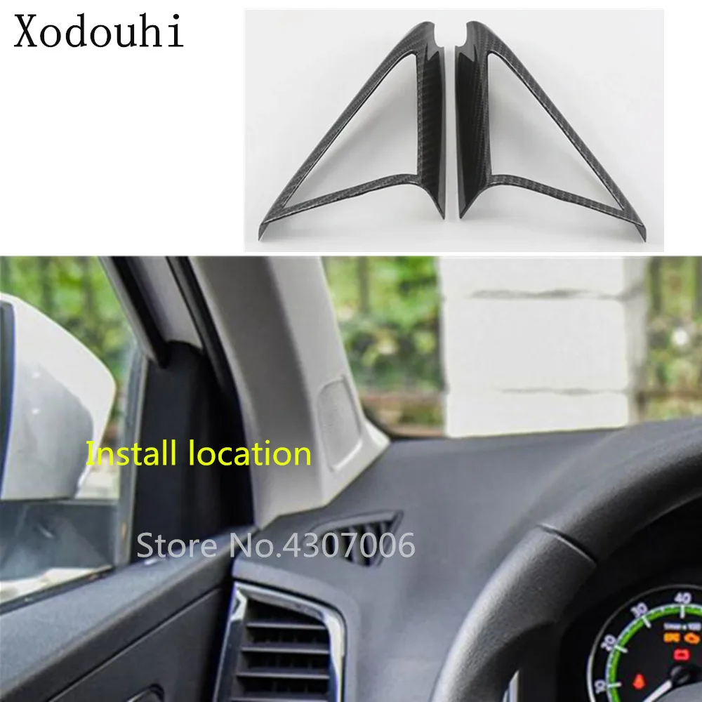 Car Cover Carbon Fibre Inner Front Head A Column Frame Triangle Moulding Trim 2pcs For Skoda Karoq 2017 2018 2019 2020 2021 | Автомобили и