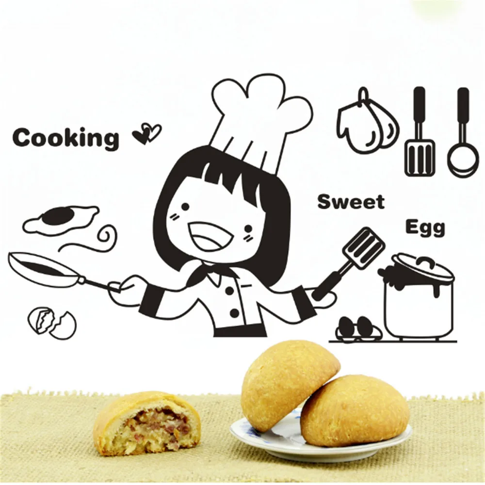 

Best selling cartoon cute kitchen background wall stickers beautiful poem detachable wall stickers bedroom background art decal