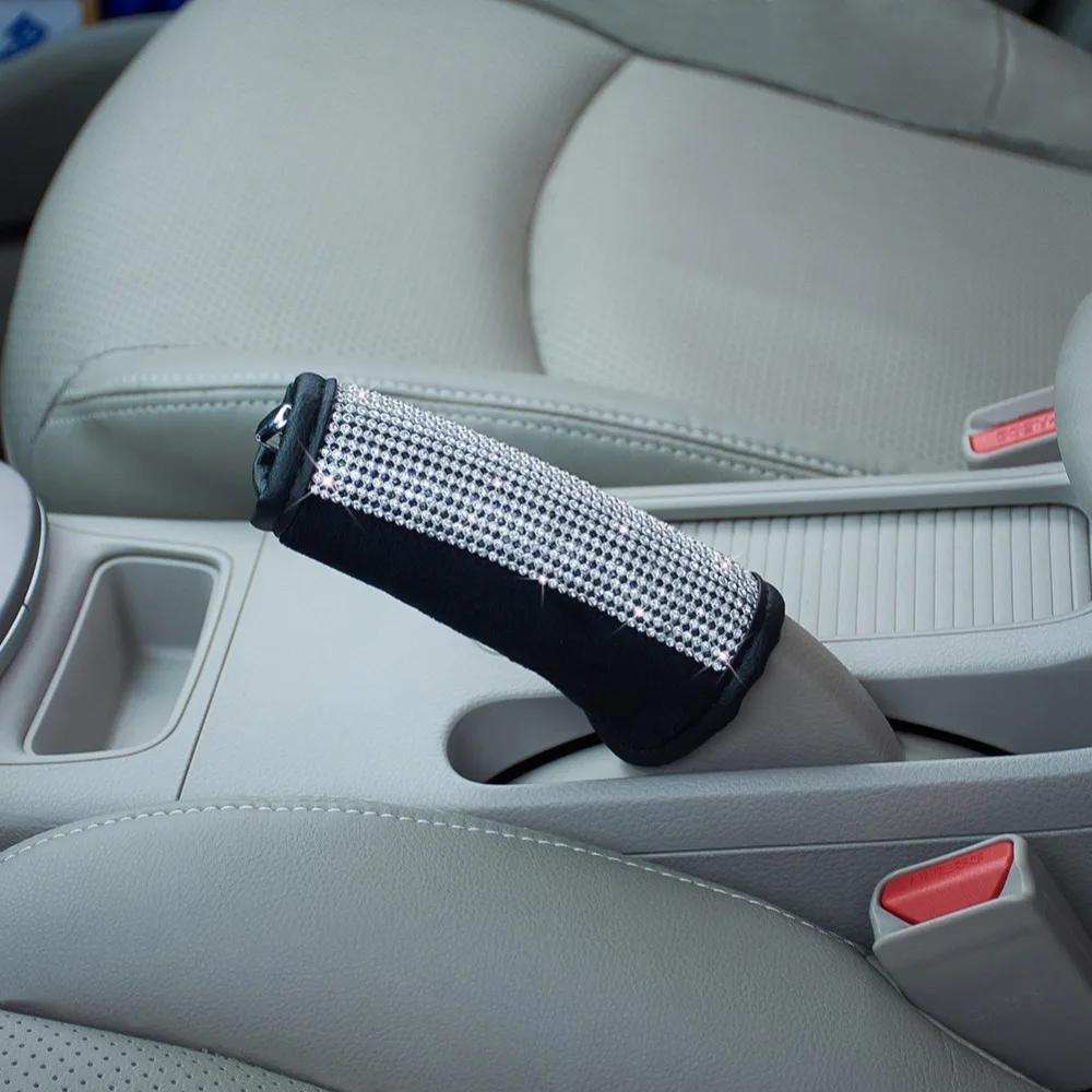 Car Handbrake Grips Cover PU Diamonds Parking Covers Black Leather Auto Accessories | Автомобили и мотоциклы