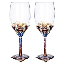 Классическое Королевское наслаждение Хрустальное стекло бокал для вина красивая металлическая декоративная стеклянная бокал для вина