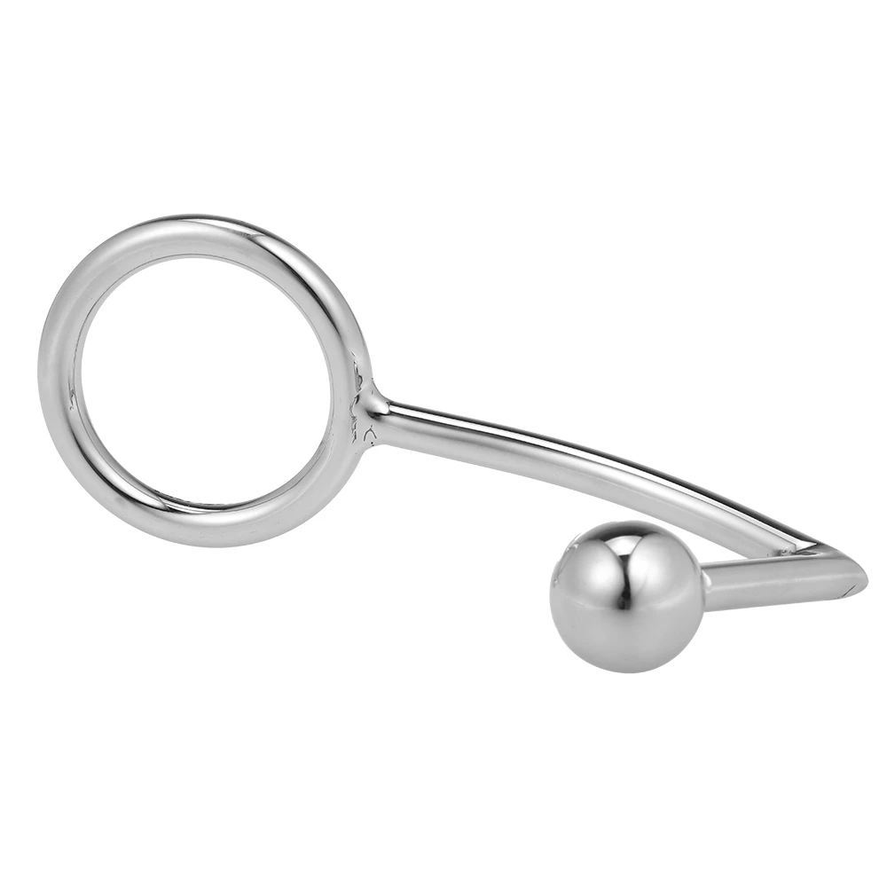 Stainless Steel Anal Plug With Ball & Cock Ring & Butt Hook 45mm Prostate Massager Fetish Adult Sex Toys For Couples Gays