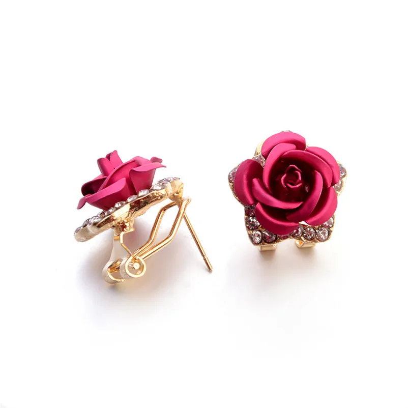 2018 Fashion earrings for women Rose Flower Rhinestone Earrings For Women Summer Style Jewelry Brincos Bijoux Femme J06#N (20)