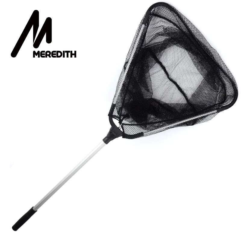 

MEREDITH 90cm Folding Fishing Net Retractable Telescoping Aluminum Alloy Pole Super Large Folding Landing Net