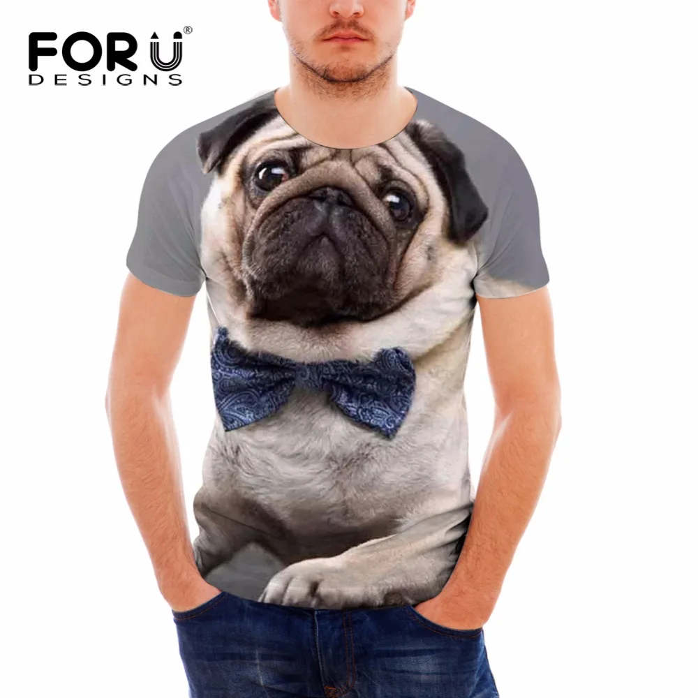 FORUDESIGNS/мужская футболка с 3D рисунком &quotФранцузский Bulldog&quot летняя мужская