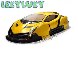 LEKYLUKY желтый 1/10 ПВХ роспись тела shell для 1/10 RC гонки на дороге drift ширина автомобиля: 190 мм Колесная база 260 мм