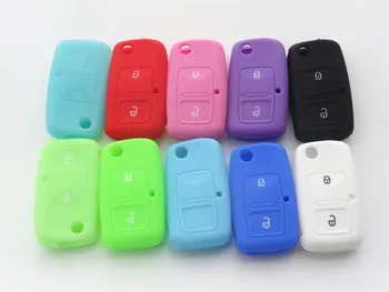 

AUTEWODE Silicone Car key Cover for Passat Polo Golf SEAT SKODA Octavia 2 button Auto parts CAR key case for vw 1pc