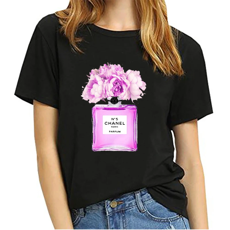 Buy Vogue Women T Shirt Perfume Bottle Shirt Flower