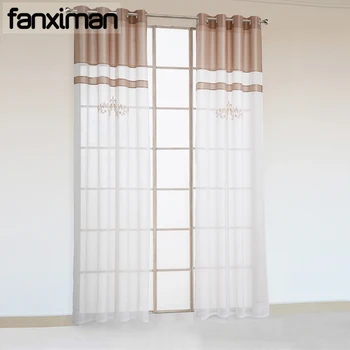 

Pastoral Floral Embroidered Sheer Window Curtain For Living Room Bedroom Curtains Drapes Rings/Tab Top/Hooks General Pleat