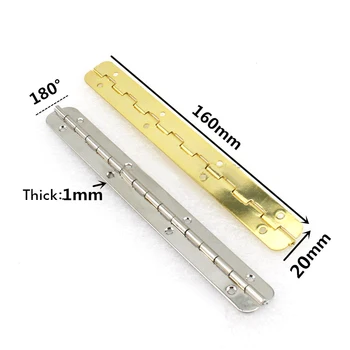 

4Pcs 160x20mm Display Box Rounded Angle hinge Long hinges Retro Jewelry Box Hinge Gold/Silver Furniture Hinge Max Open 180 Deg