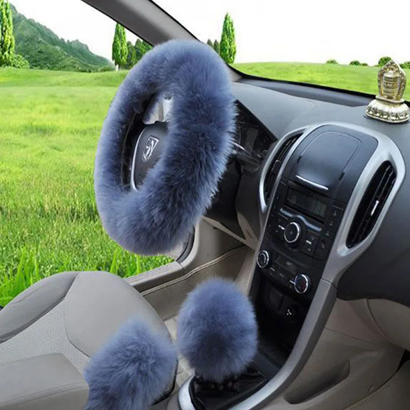 dark gray wool steering wheel cover