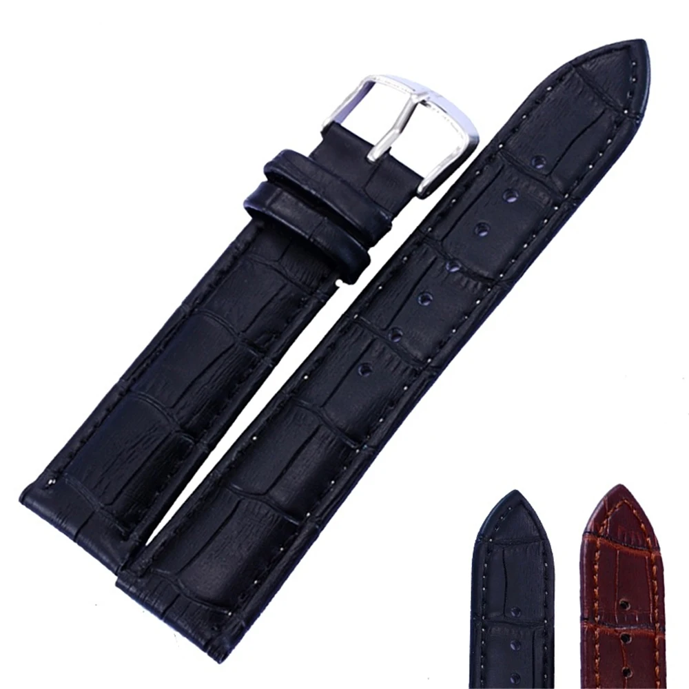 

2019 High Quality Men's Watchband Genuine Male Leather Watch Band Buckle Female Clasp Watch Band Women Leather Strap 14, 20,22mm