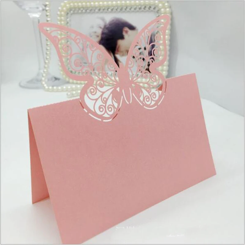 50pcs Butterfly Laser Cut Table Name Place Cards Favor Name Message Setting Card Baby Shower Wedding Birthday Party Supplies (7)