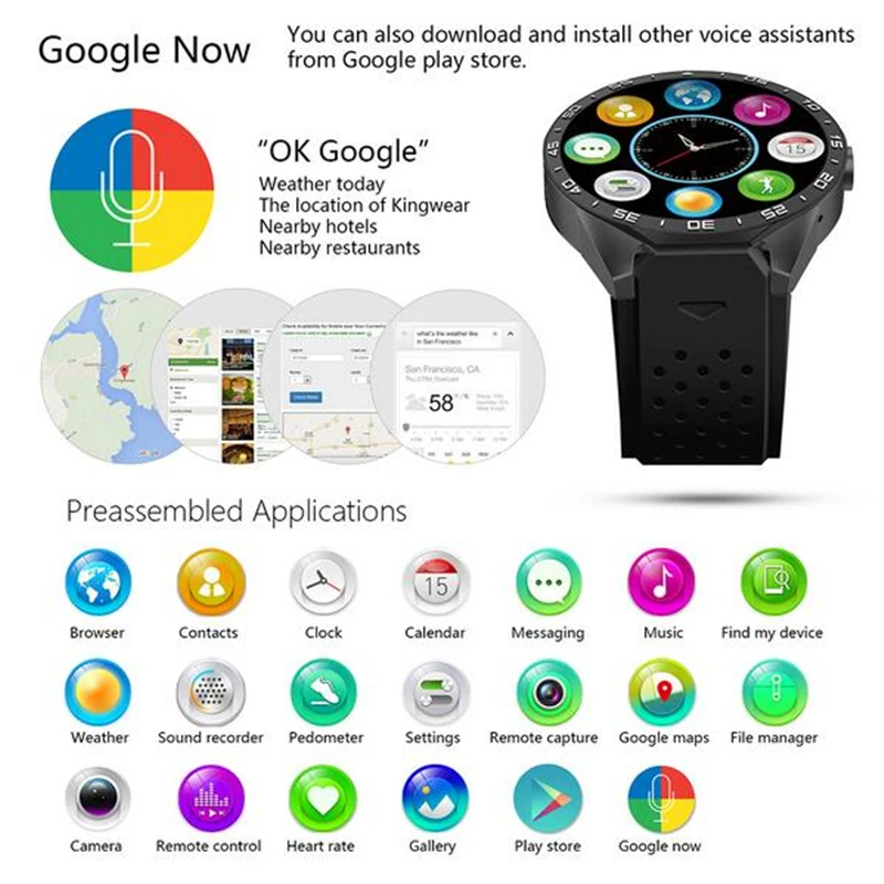 GOLDENSPIKE KW88 Смарт часы 1 39 дюймов MTK6580 четырехъядерный 1. 3g Гц Android 5 SmartWatch 400 мАч 2 0 МП