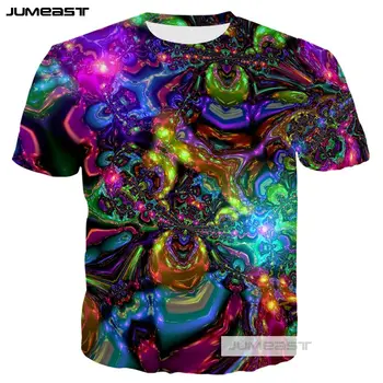

Jumeast New Fashion 3D Printed Colorful Totems Men/women T-Shirts Psychedelic Abstract Summer O-neck Short Sleeves Line Robot