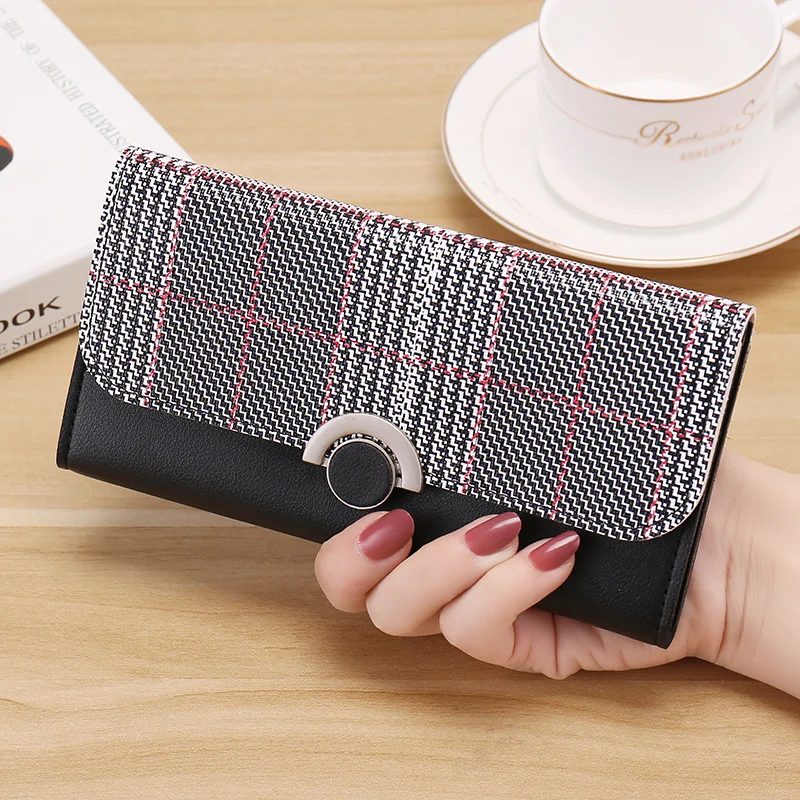 

2019 New Wallet Female Long Money Student Simple Korean Version of Wallet Wallet Lady Three-column Purse Card Bag Envelope Bag
