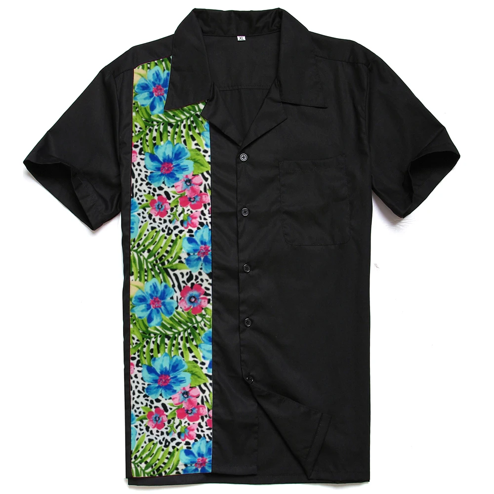 Тропическая блузка рубашка с цветочным рисунком 80 s Leopard Spot Button Up рубашки для мальчиков джунгли 1980 хлопковый топ Серфер короткий рукав черны