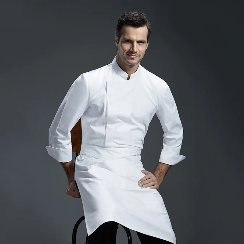 

Long Sleeve Autumn Winter Hotel Hotel Restaurant Kitchen Apparel Bakery Men & Women Chef Serving White Apron