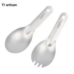 Tiartisan портативный чистый титан маленькая ложка и Spork Открытый Отдых Посуда