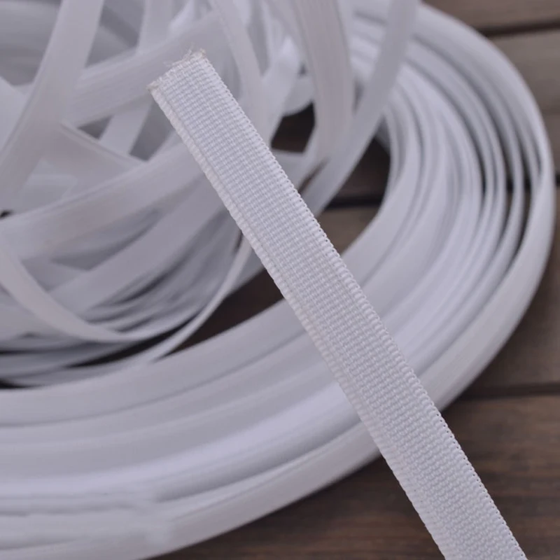 Blanco 12mm de ancho. Algodón cubierto de poliéster deshuesado