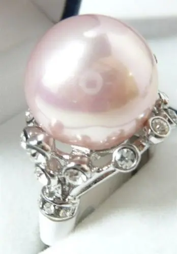 

Girl jewelry shop Perfect 14 mm rose sea shell pearl ring 18KGP (# 6,7, 8,9)