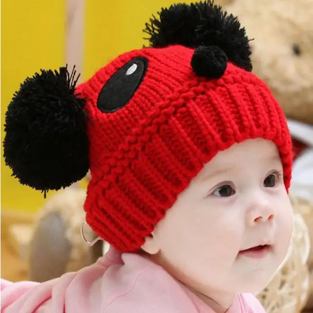 winter Children panda hat Knitting Wool Baby Kids Girls Boys Stretchy