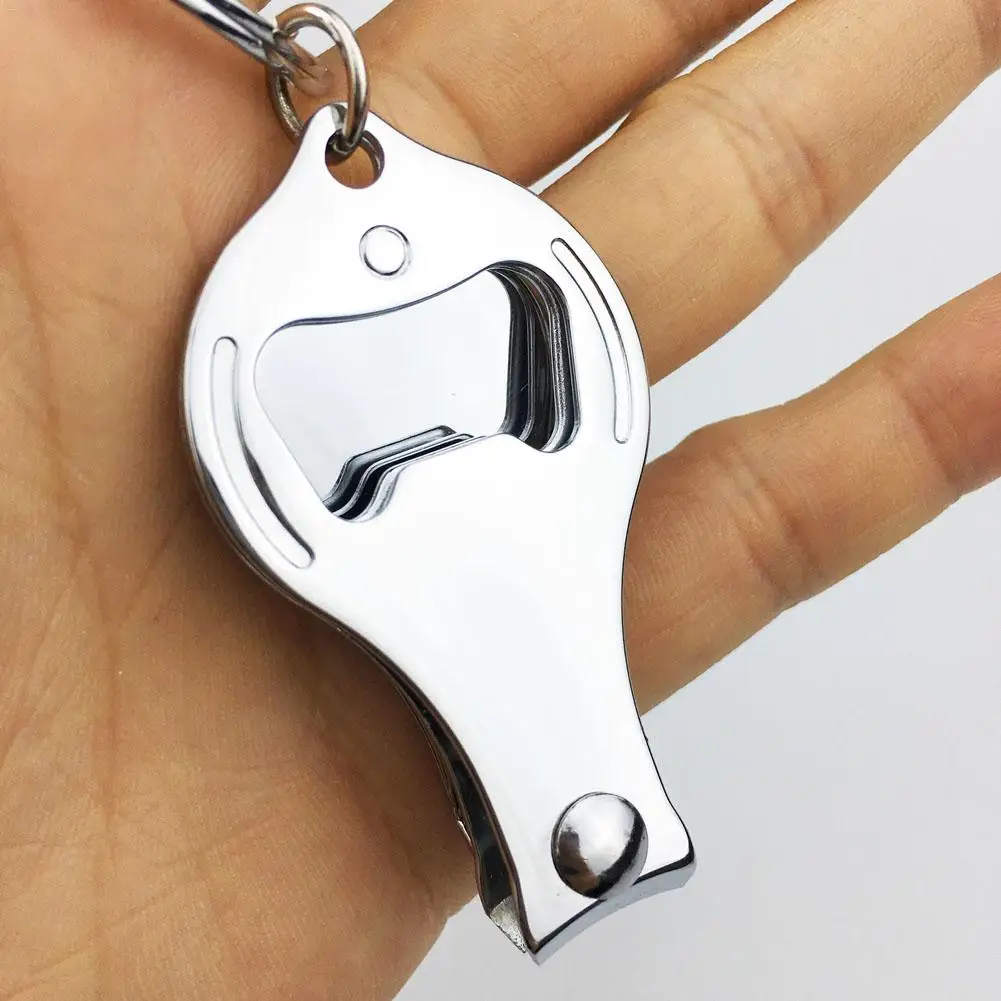 Manicure Tools Bartender Bottle Opener Keychain Key Ring 3 In 1 Filer Bar Beer Tool Carbon Steel Nail Clipper Bottle Opener