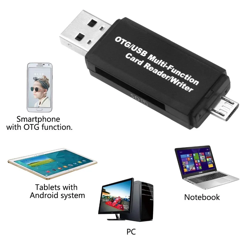 Sago memery карты устройство для чтения Micro USB OTG к USB 2,0 адаптер SD кард-ридер для Android телефон планшет ПК