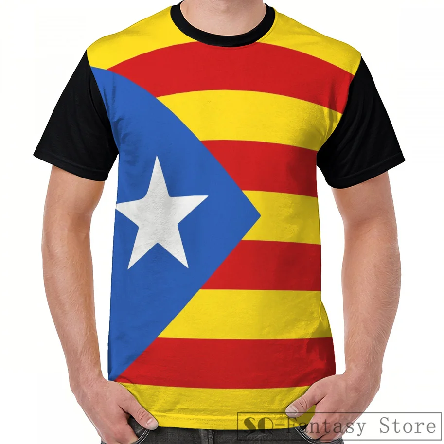 

Fashion Casual print men t shirt women tops tee The Senyera Catalonia Flag Graphic T-Shirt men summer Short Sleeve cute tshirts