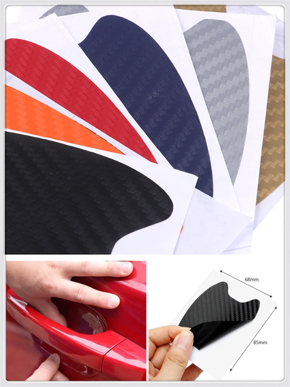 

4pcs car accessories 3D carbon fiber door handle wrist scratch stickers for ACURA Legend CL MDX RL TL Integra RDX TSX RSX ILX