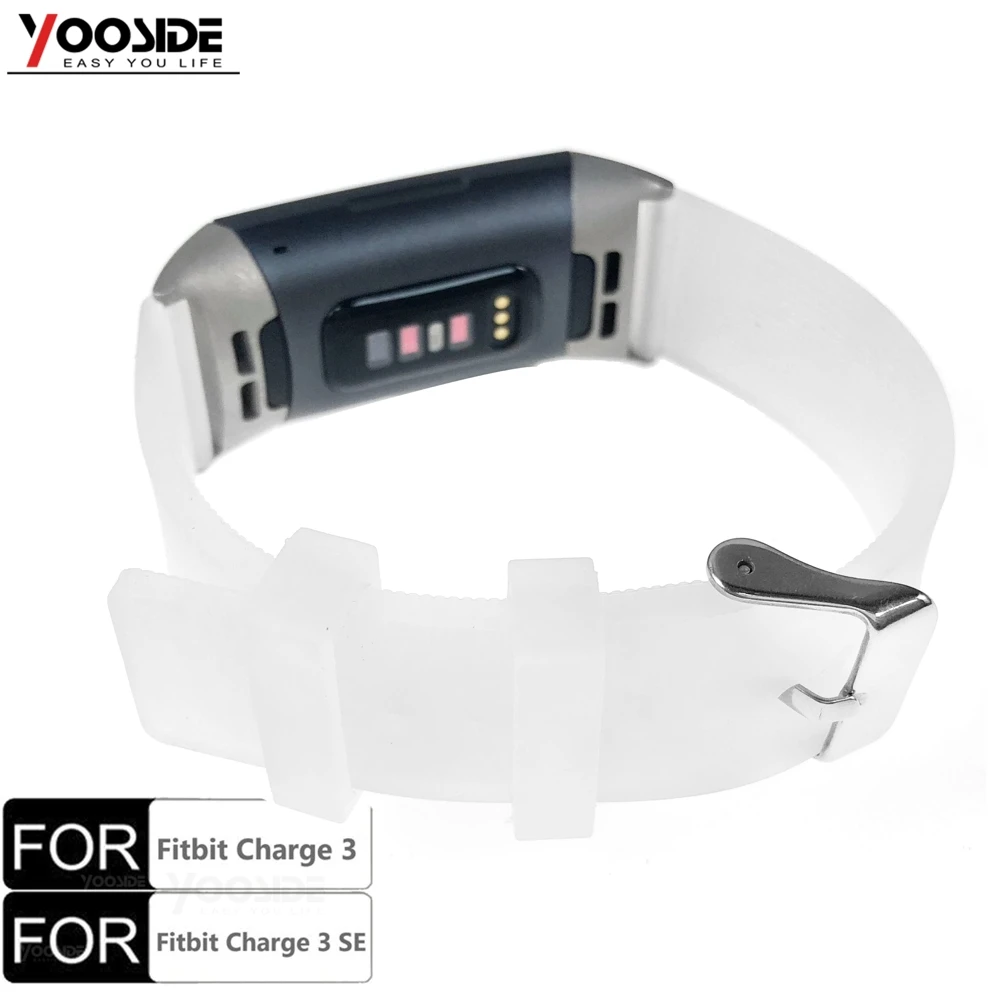 

YOOSIDE Transparent Clear Silicone Band Strap for Fitbit Charge 3 /Charge 3 SE Replacement Wristbands Women Men