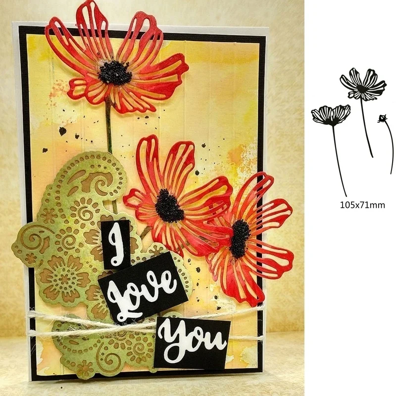 

Crazyclown Lacy Poppies Metal Cutting Dies Stencils Scrapbooking Album Stamp Paper Card Embossing
