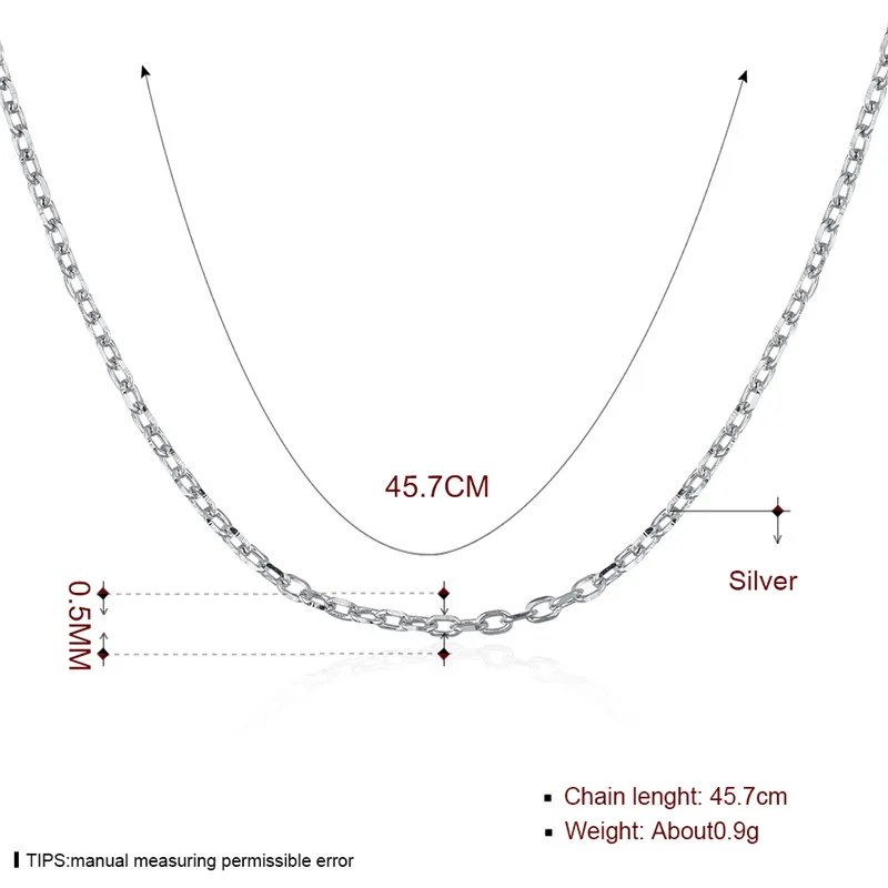 GAGAFEEL тонкая цепочка 925 пробы Серебряные ювелирные изделия ожерелья для Для женщин Романтический 0,5 мм Ширина 40/45 см звено цепи для вечерние