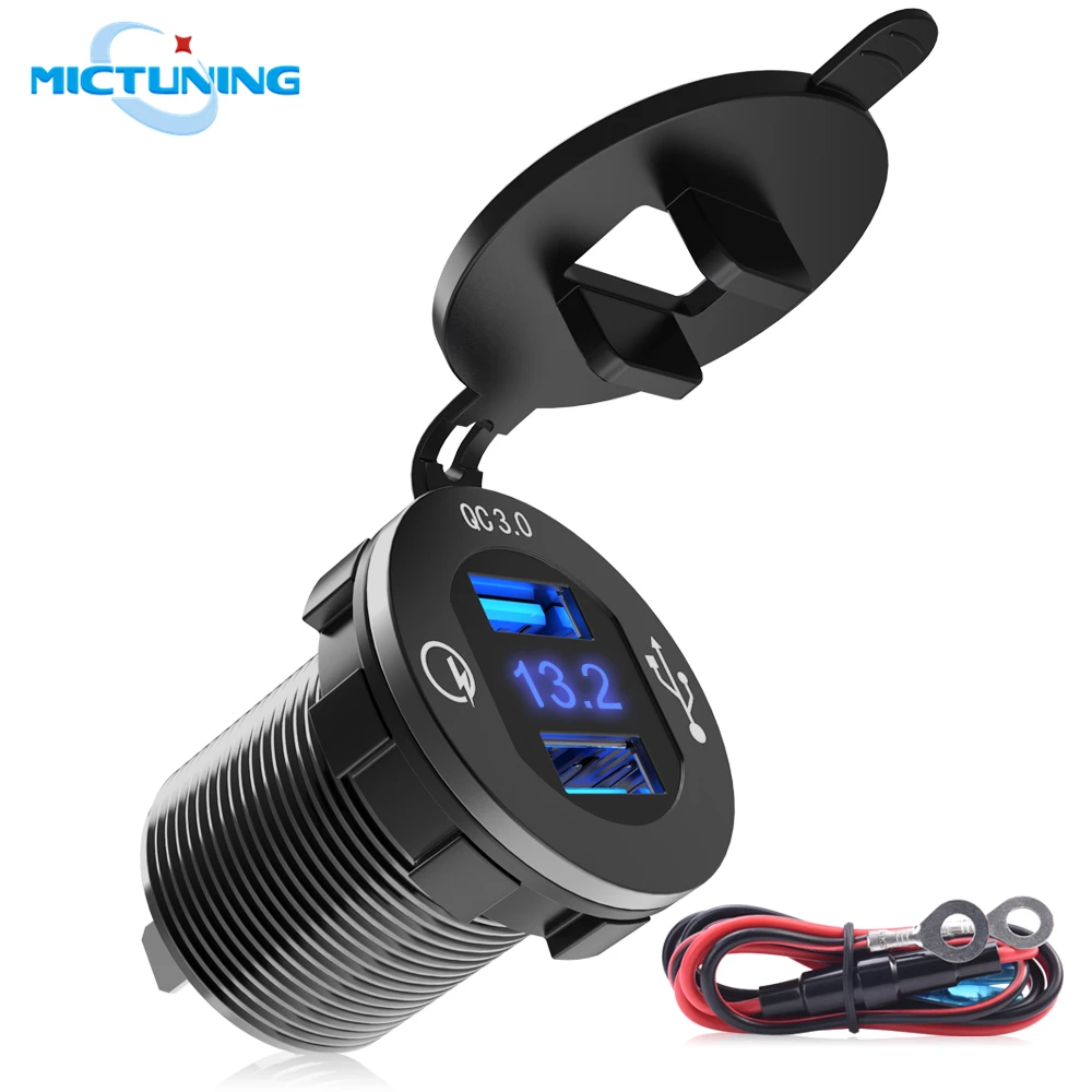 Accesorios reproductores digitales MICTUNING Carga 3.0 12V-24V 36W Enchufe USB Doble de Aluminio Impermeable Cargador de Coche,Voltímetro Digital LED y Kit de Fusible de Alambre para Coche Marino,Barco raghuinstech.com