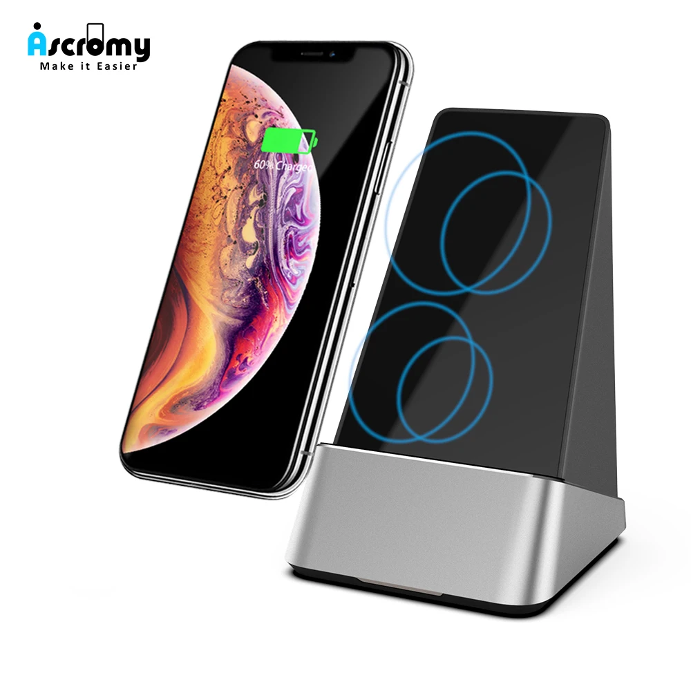 Беспроводное зарядное устройство Ascromy 15 Вт Qi для iPhone XS Max X 8 Plus Xiaomi Mi 9 Samsung s10 +
