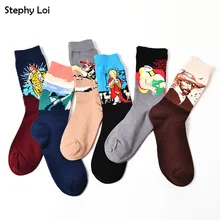 New Fashion Cotton Art Pattern Crew Socks Women Men 3d Painting Novelty Design Funny Harajuku Cool Sokken Van Gogh Japan