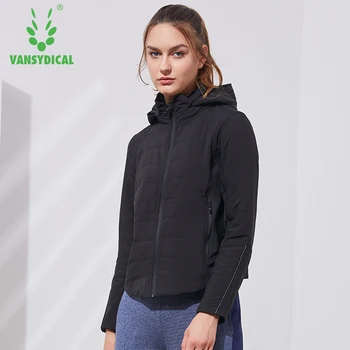 

Vansydical sports cotton padded autumn winter women's zip-up hooded windbreaker coat outdoor running fitness yoga jacket