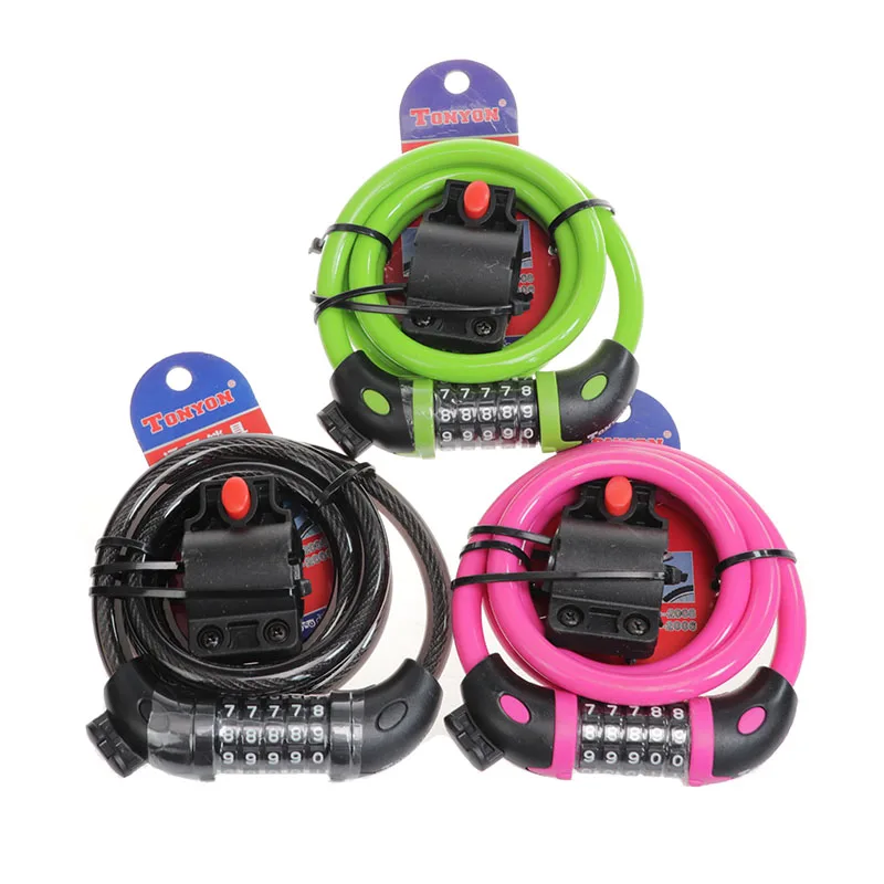 

3 Colours 1200 mm x 12 mm Bike Locks 5-digit Combination Bicycle Safety Lock Screw Wire Rope Bicycle Lock