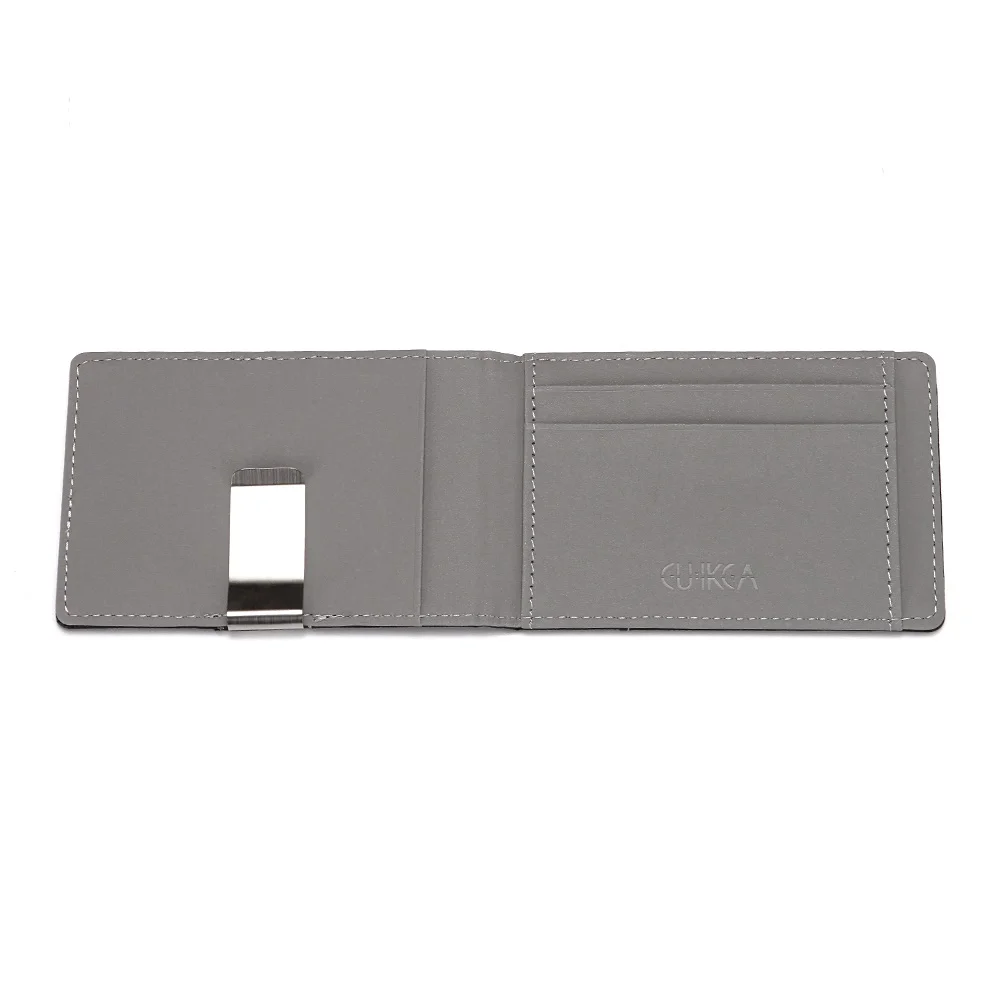 

Fashion Personality Stainless Steel Dollar Clip Wallet PU Pick Credit Card Wallet Korean Edition Sewing Line Money Bag