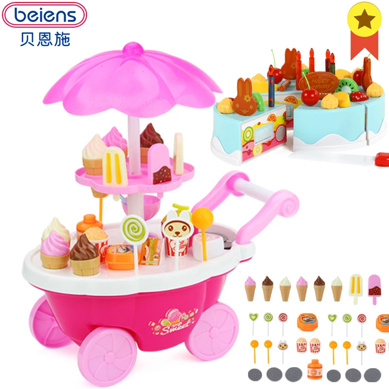 

Beiens Girls Toy Kitchen Plastic Fruit Toys Cartoon For Children Educational Food Cutting Birthday Cake For Baby Limited